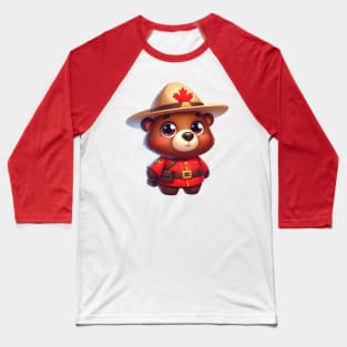 Cute Canadian Mountie Bear Illustration Baseball T-Shirt